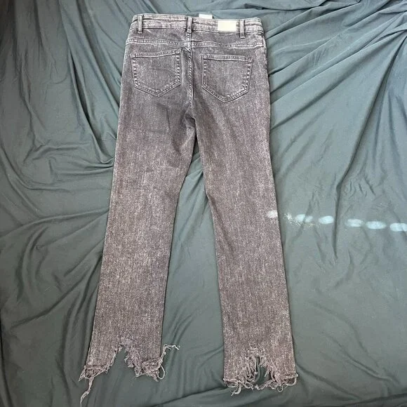 NWT MAJE PACHAFRAN HR STRAIGHT CUT JEANS WITH RAW HEM IN ANTHRACITE SZ 38FR 6US - Picture 4 of 6